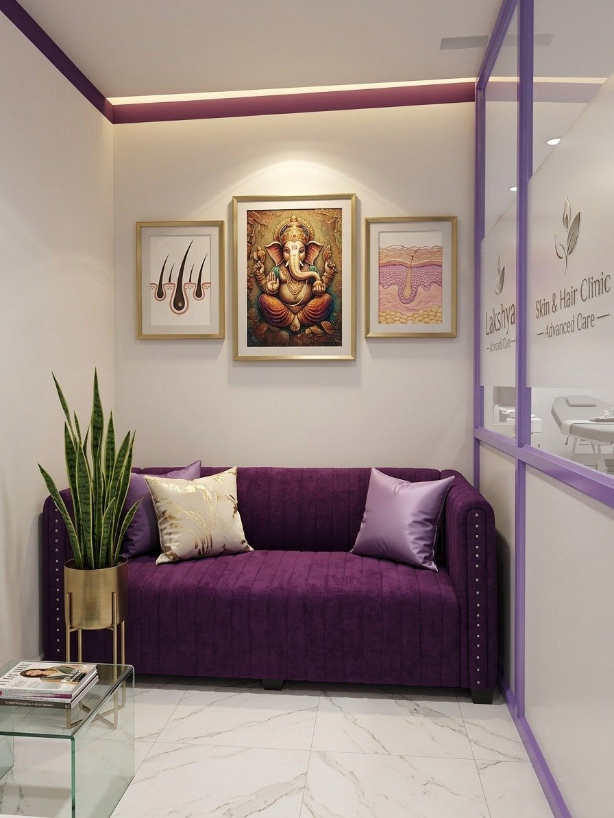 Clinic lobby and seating at Lakshya Skin and Hair Clinic